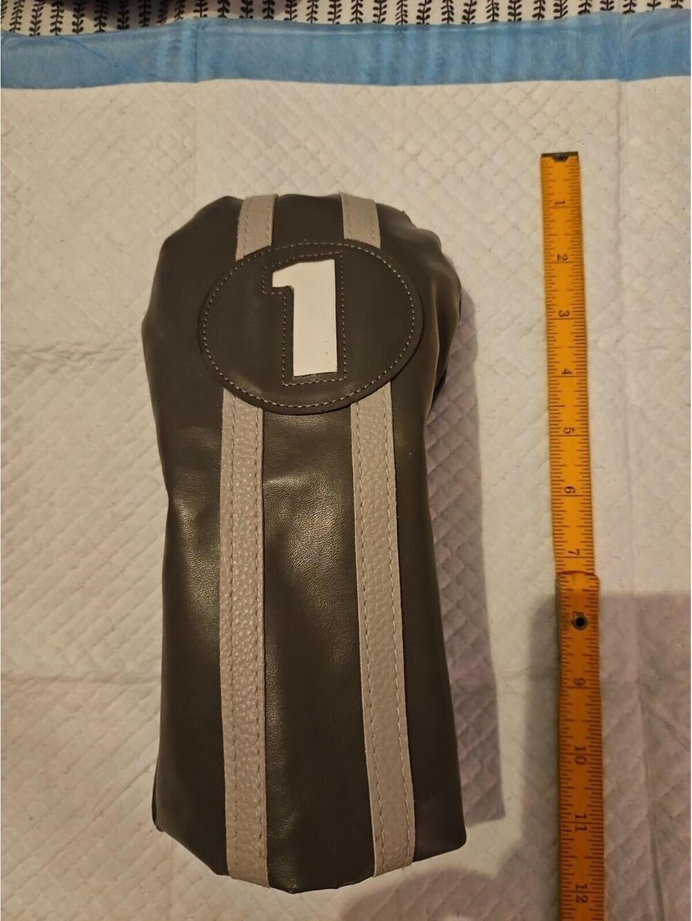 Unbranded Generic #1 Driver Golf Club Head Cover Faux Leather White/Grey.